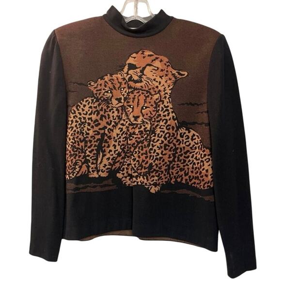 Vintage St. John by Marie Gray Leopard Sweater Size Petite - Picture 1 of 4